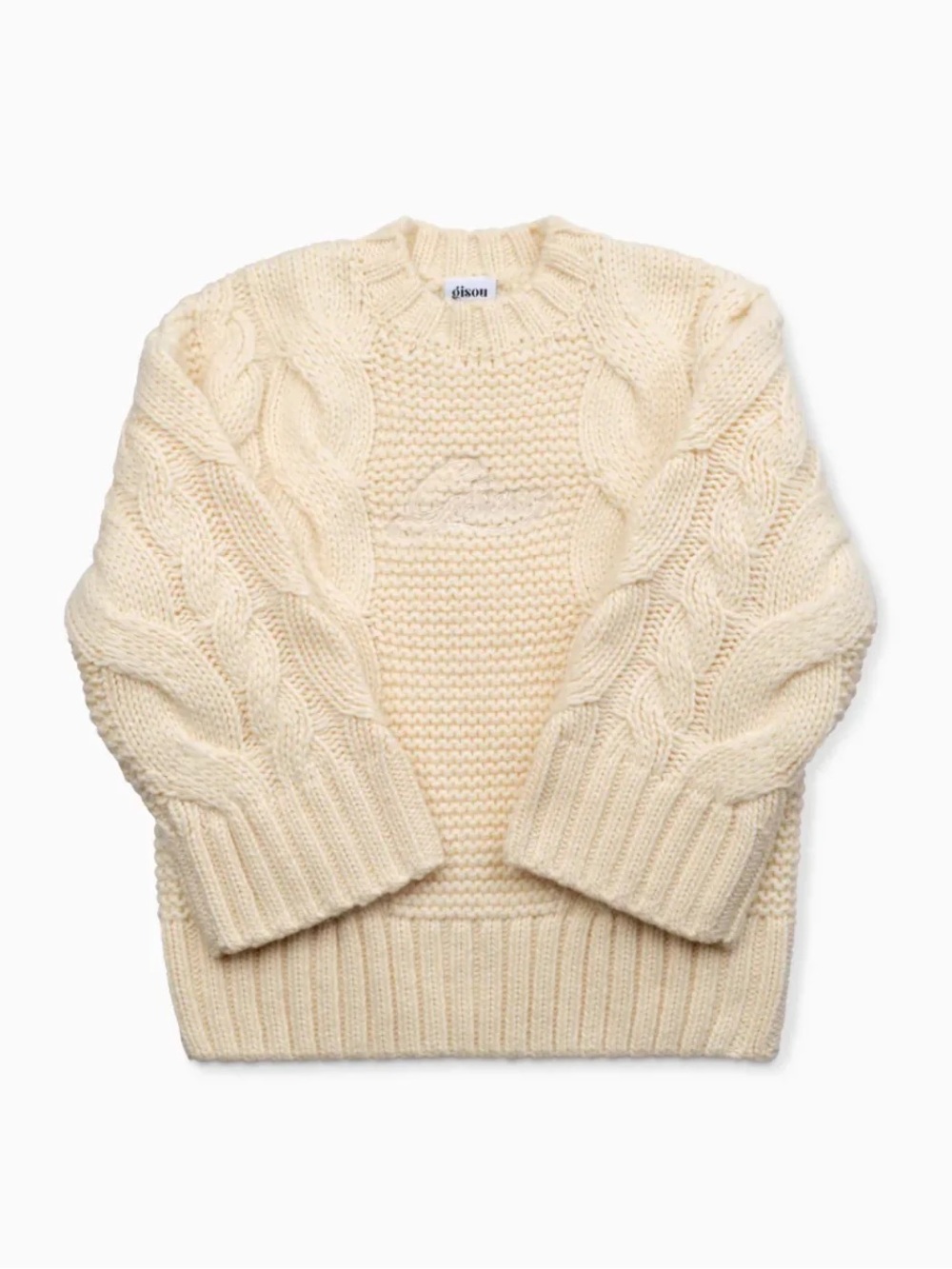 Gisou Holiday Cream Cable Knit Sweater